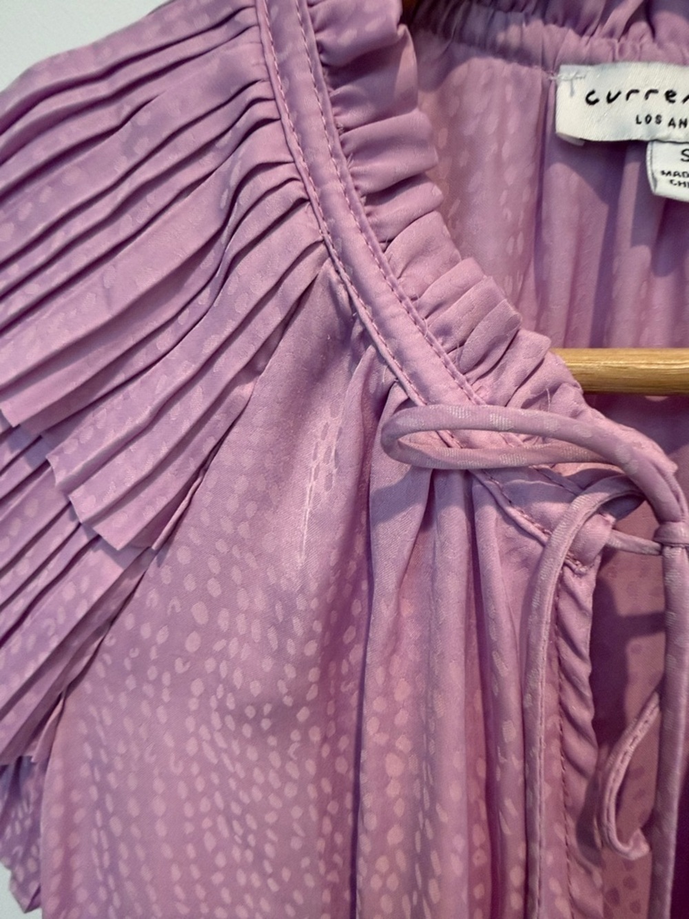 Current Air Mauve Tie-Neck Pleated Sleeve Mini Dress - Picture 3 of 5